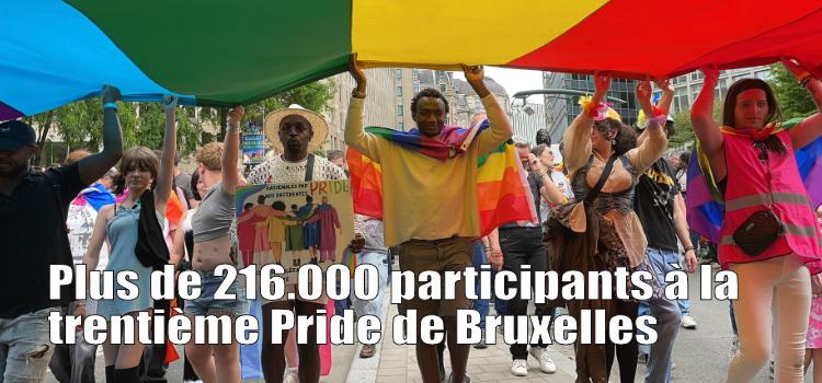 Plus de 216.000 participants à la trentième Pride de Bruxelles